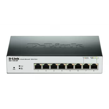 D-Link DGS-1100-08P valdomas L2 tinklo jungiklis Gigabit Ethernet (10/100/1000) su PoE juoda