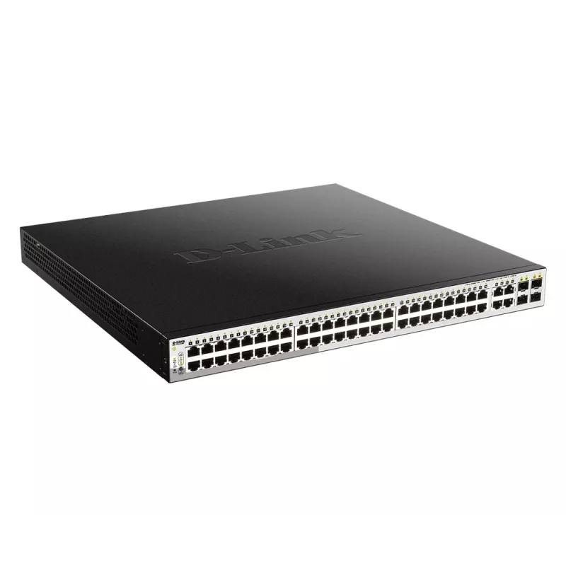 D-Link 52 prievadų PoE Gigabit Smart Managed jungiklis su 4 x 100/1000Mbps kombinuotais prievadais