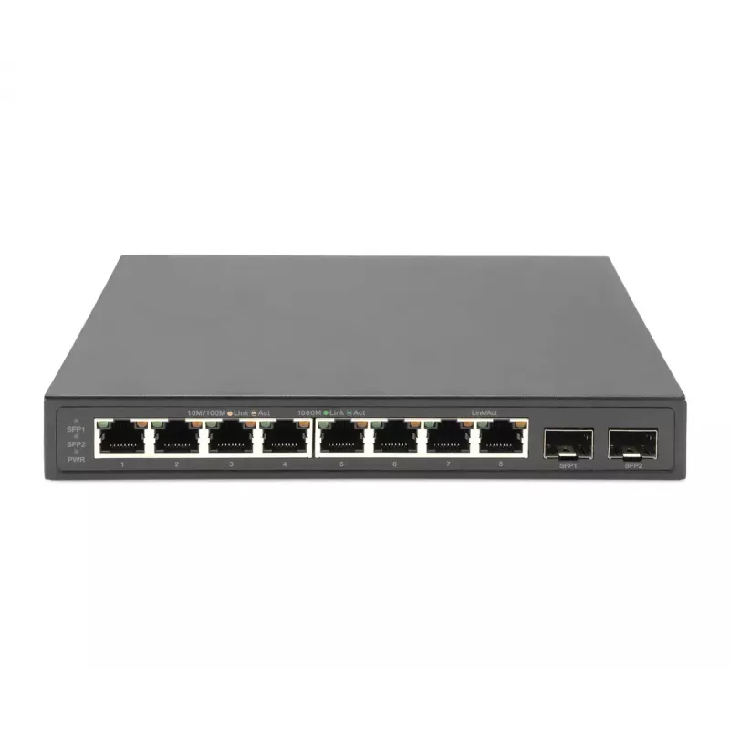 Nevaldomas jungiklis Digitus 8 prievadų Gigabit + 2 Gigabit SFP