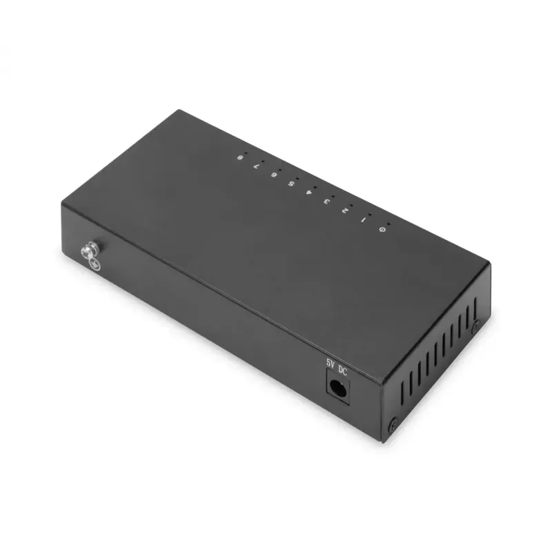 Nevaldomas jungiklis Digitus 8 prievadų 10/100 Mbps Fast Ethernet metaliniame korpuse