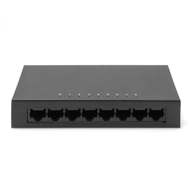 Nevaldomas jungiklis Digitus 8 prievadų 10/100 Mbps Fast Ethernet metaliniame korpuse