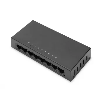 Nevaldomas jungiklis Digitus 8 prievadų 10/100 Mbps Fast Ethernet metaliniame korpuse