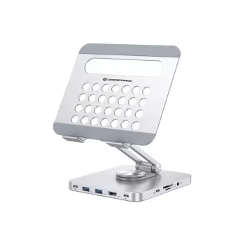 Conceptronic DONN26G sidabrinis daugiafunkcis stovas planšetei su 8-in-1 dokavimo stotele