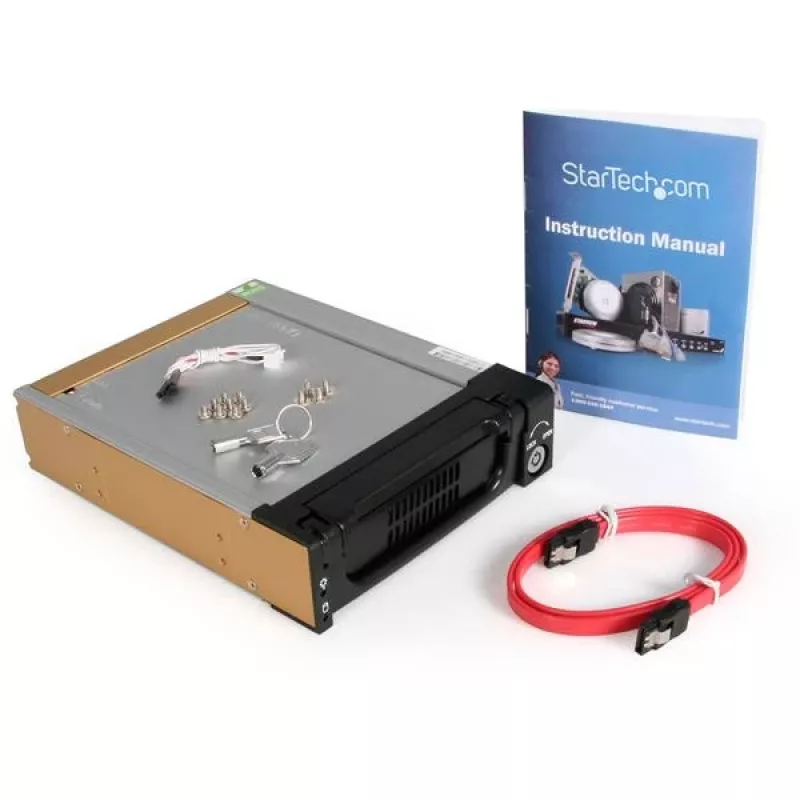 StarTech.com Black Aluminum 5.25in tvirtas SATA kietojo disko mobilus stovas – dėklas