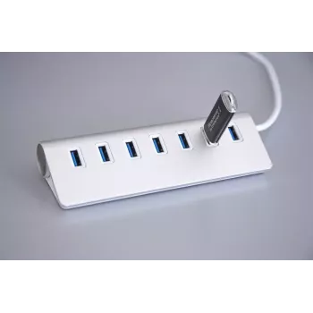 USB 3.2 Gen 1 7 prievadų metalinis USB mazgas EXSYS EX-1137