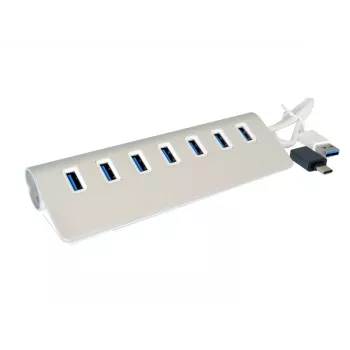 USB 3.2 Gen 1 7 prievadų metalinis USB mazgas EXSYS EX-1137
