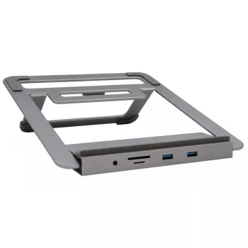 Nešiojamojo kompiuterio stovas EXSYS EX-1223HM Sidabrinis USB 3.2 Gen 1 100W