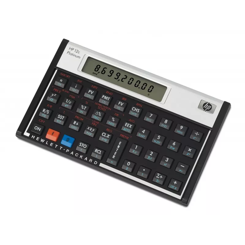 HP 12c finansinis skaičiuotuvas, stalinis, aliuminis, juodas