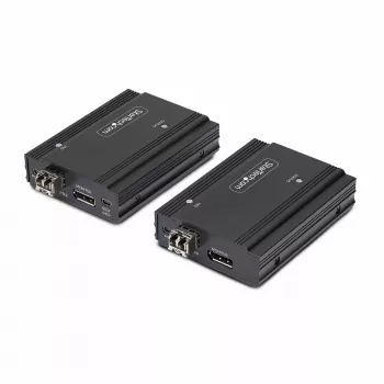 StarTech.com DisplayPort KVM prailgintuvas per šviesolaidį, 4K 60Hz, konsolės prailgintuvo rinkinys, iki 984 pėdų/300 m (daugiamodis) su įmontuotais SFP+ moduliais, 3x USB HID