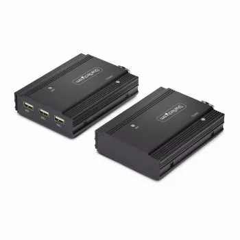 StarTech.com DisplayPort KVM prailgintuvas per šviesolaidį, 4K 60Hz, konsolės prailgintuvo rinkinys, iki 984 pėdų/300 m (daugiamodis) su įmontuotais SFP+ moduliais, 3x USB HID