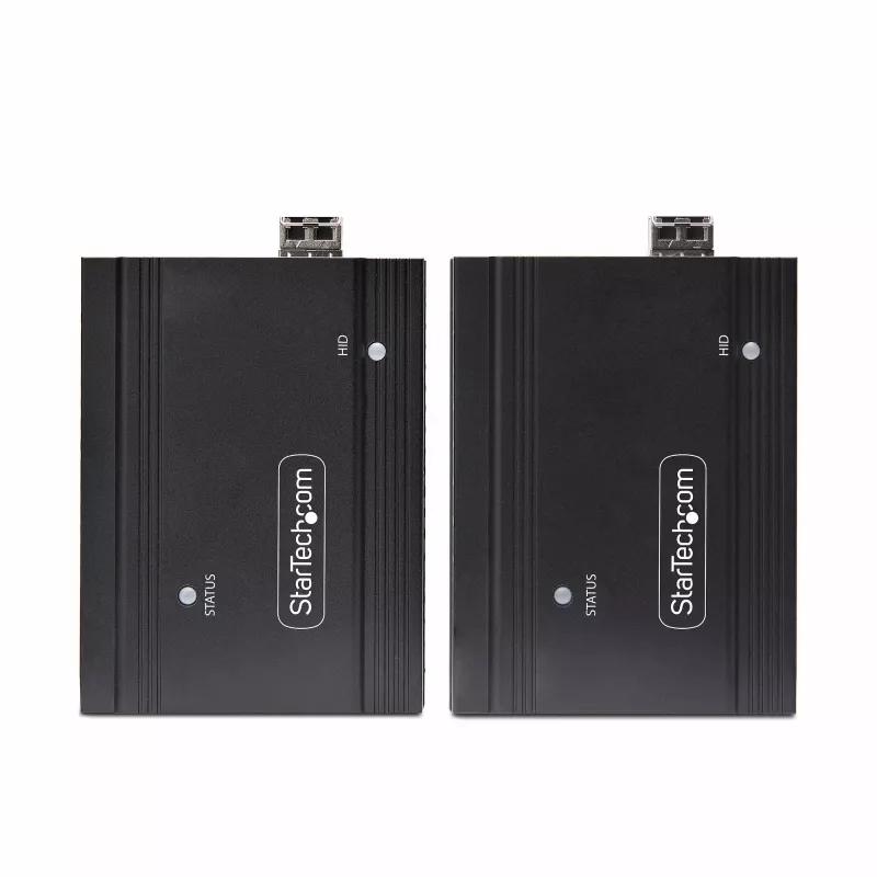 StarTech.com DisplayPort KVM prailgintuvas per šviesolaidį, 4K 60Hz, konsolės prailgintuvo rinkinys, iki 984 pėdų/300 m (daugiamodis) su įmontuotais SFP+ moduliais, 3x USB HID
