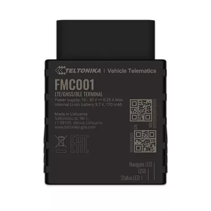GPS sekiklis Teltonika FMC001 automobiliui Juoda 53g