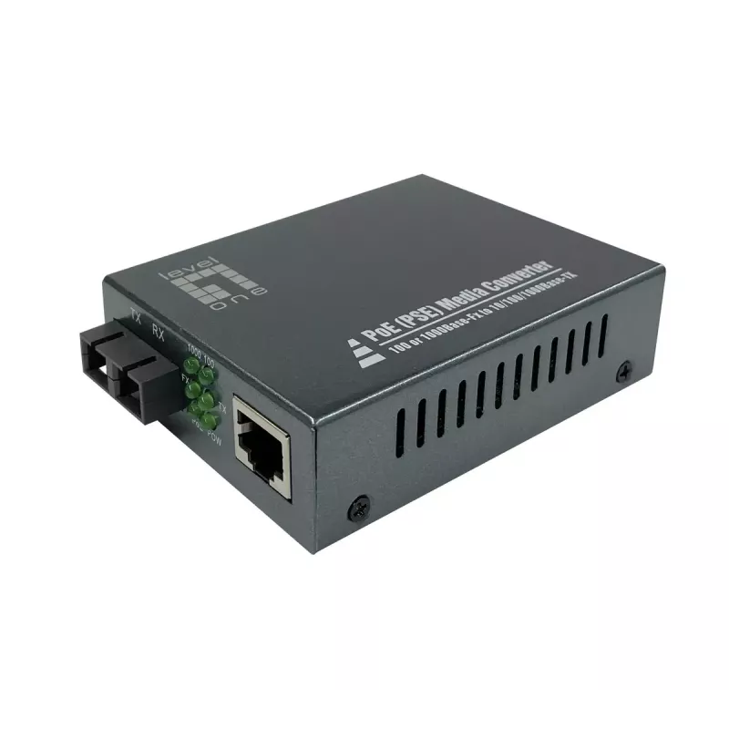 LevelOne GVT-2014 Gigabitinis medijos keitiklis RJ45 į SC, vienmodis šviesolaidis, PoE PSE, 20 km