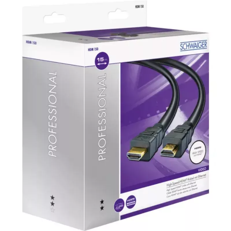 HDMI kabelis Schwaiger HDM150 013 15m Type A juodas auksuotas