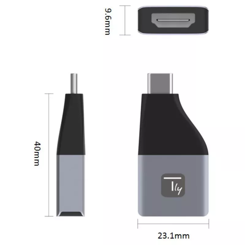 Techly IADAP USBC-HDMI4K USB-C į HDMI adapteris 4K 30Hz juodas, sidabrinis