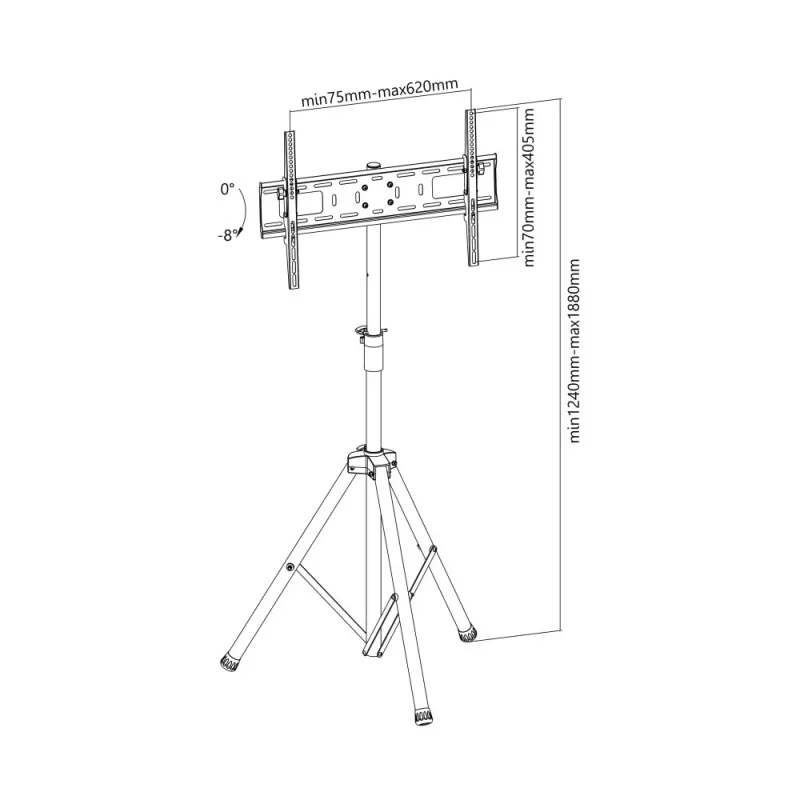 Techly ICA-TR17T televizoriaus laikiklis 177,8 cm (70 col.) juodas
