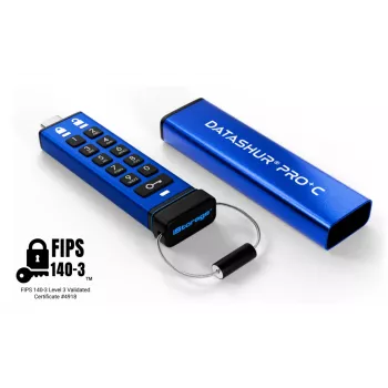 iStorage datAshur PRO+C 32GB – saugus USB Type-C atmintukas su FIPS 140-3 Level 3 sertifikatu