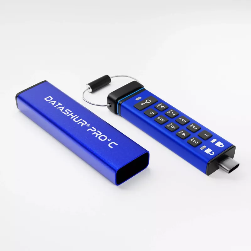 iStorage datAshur PRO+C 32GB – saugus USB Type-C atmintukas su FIPS 140-3 Level 3 sertifikatu