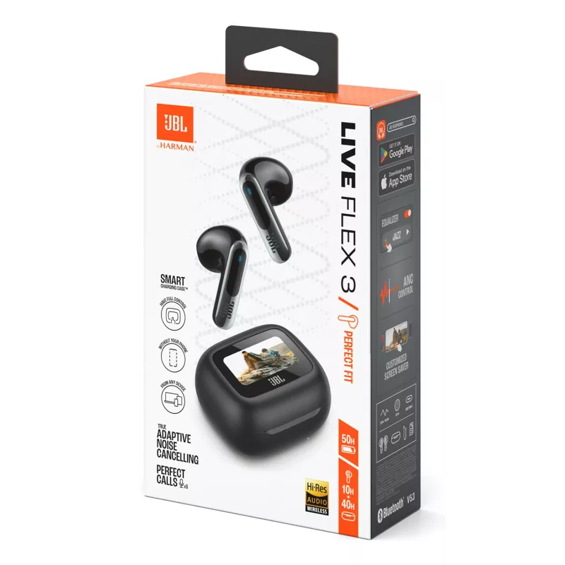 JBL Live Flex 3 Belaidės ausinės Į ausį Skambučiai/Muzika/Sportas/Kasdien naudojimas Juoda