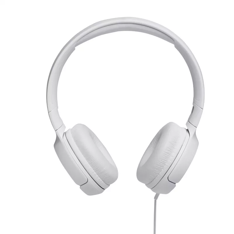 JBL Tune 500 JBLT500WHT ausinės ant ausų, laidinės, su mikrofonu, plokščias nesusipinantis laidas, baltos