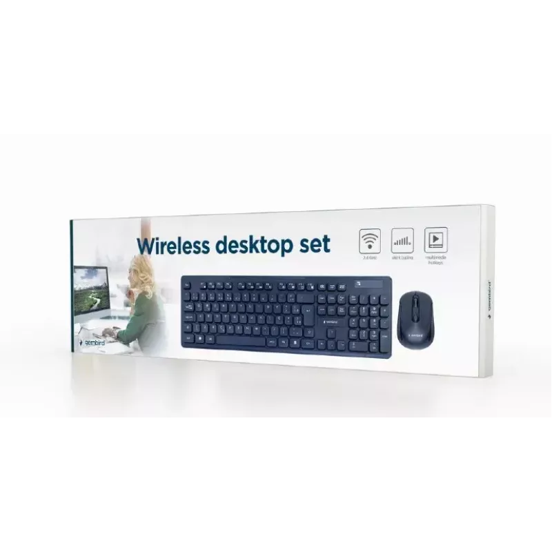 Gembird KBS-WCH-03-DE Belaidė klaviatūra ir pelė RF, vokiškas QWERTZ, juoda