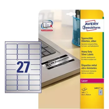 Lipni etiketė Avery L6011-20 sidabrinė, užapvalintas stačiakampis