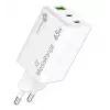 Mobiliojo įrenginio įkroviklis MediaRange MRMA116-2 – 65 W, 2× USB-C, 1× USB-A, GaN, balta