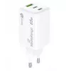 Mobiliojo įrenginio įkroviklis MediaRange MRMA116-2 – 65 W, 2× USB-C, 1× USB-A, GaN, balta
