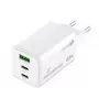 Mobiliojo įrenginio įkroviklis MediaRange MRMA116-2 – 65 W, 2× USB-C, 1× USB-A, GaN, balta