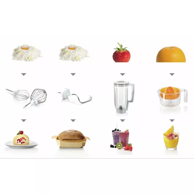 Bosch MUM5 Start Line universalus virtuvės kombainas 800 W 3.9 L Oranžinis, Sidabrinis, Peršviečiamas, Baltas