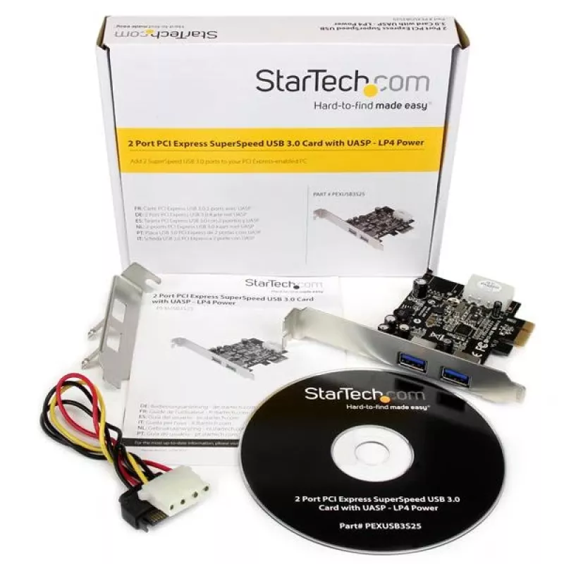 StarTech.com 2 prievadų PCI Express (PCIe) SuperSpeed USB 3.0 kortelės adapteris su UASP – LP4 maitinimas