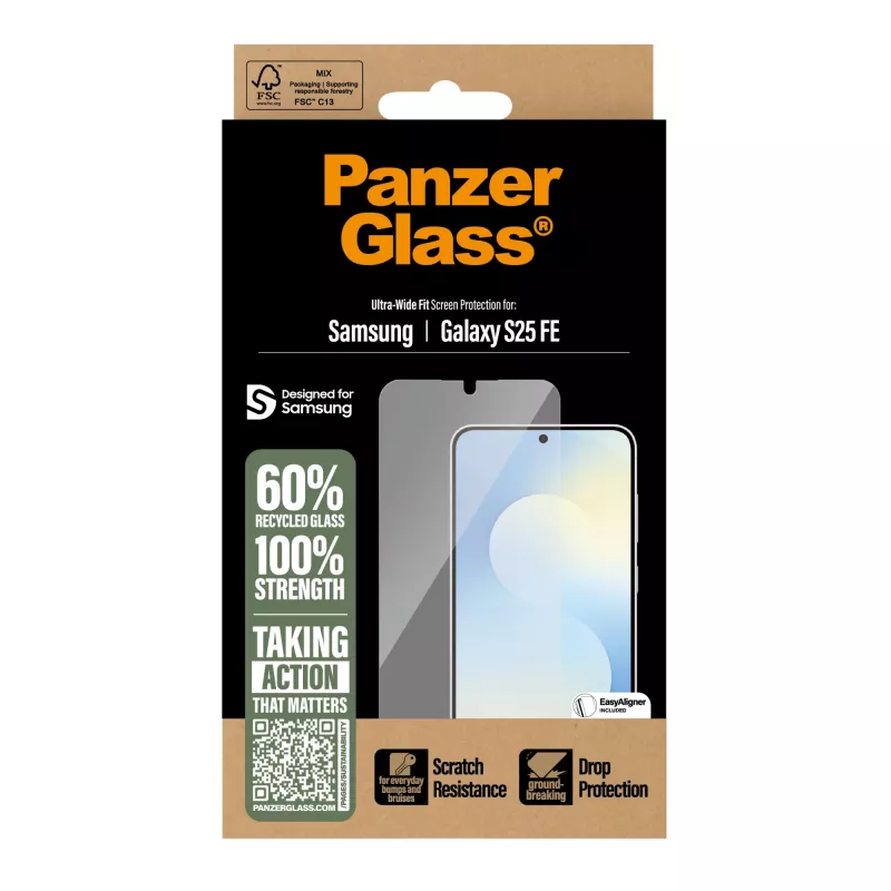PanzerGlass ® ekrano apsauga Samsung Galaxy S25 FE 5G | Ultra-Wide Fit su EasyAligner