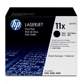 HP 11X 2 vnt. didelės išeigos juodi originalūs LaserJet tonerio kasetės