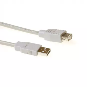 ACT USB 2.0 A kištukas - USB A lizdas, dramblio kaulo spalvos, 3 m