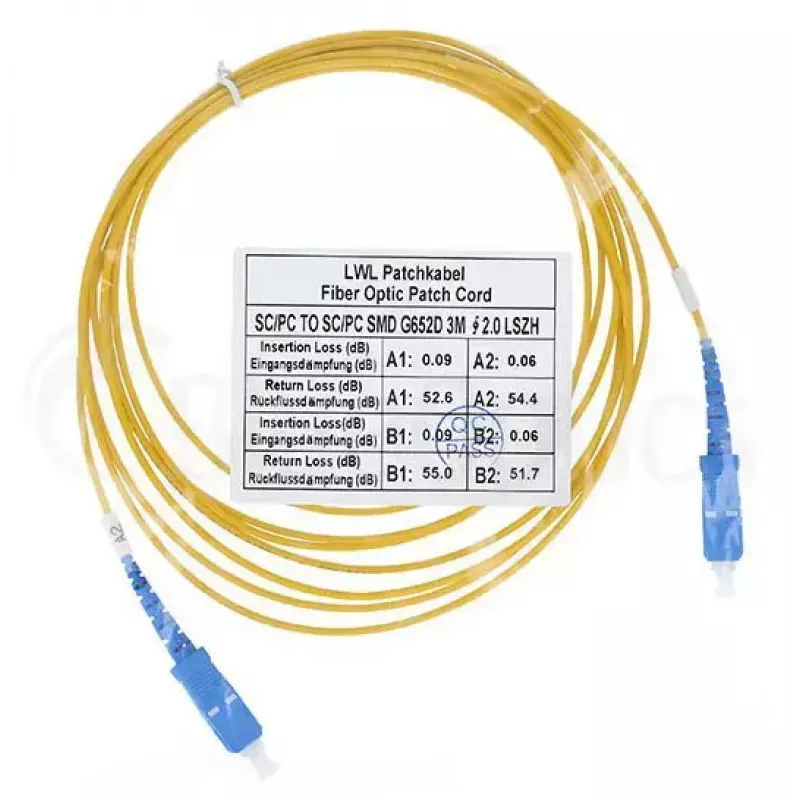 Skiemeninis šviesolaidinis kabelis BlueOptics SFP2222BU50MK SC G.657.A1 50 m Geltonas
