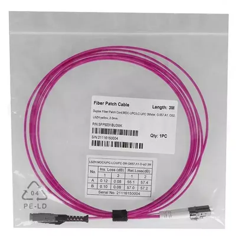 Skaidulinis optinis kabelis BlueOptics SFP9231FU3MK MDC LC OM4 3 m rausvai violetinis