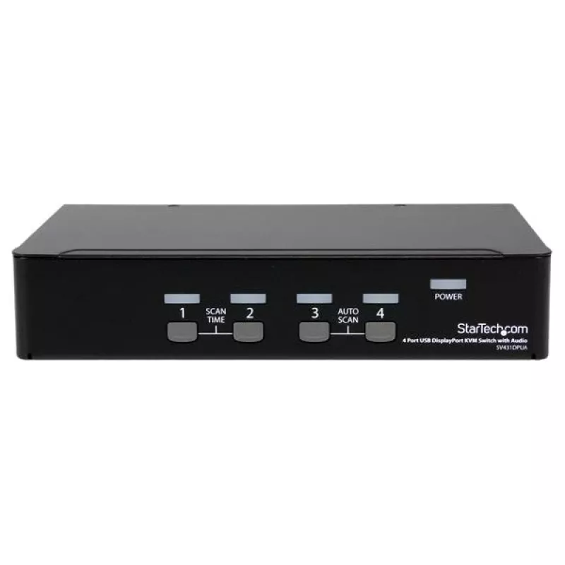 StarTech.com 4 prievadų USB DisplayPort KVM jungiklis su garsu, 3840 x 2400 pikselių, juodas