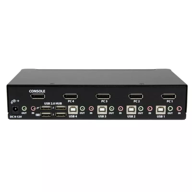 StarTech.com 4 prievadų USB DisplayPort KVM jungiklis su garsu, 3840 x 2400 pikselių, juodas