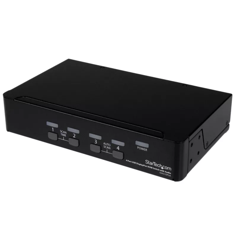 StarTech.com 4 prievadų USB DisplayPort KVM jungiklis su garsu, 3840 x 2400 pikselių, juodas