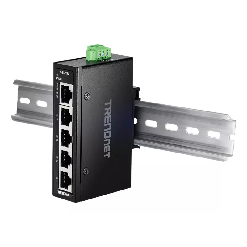 Tinklo jungiklis TRENDnet TI-ELC50 nevaldomas 5 prievadų Fast Ethernet (10/100), 9.6–60V, sieninis/DIN-bėgio montavimas