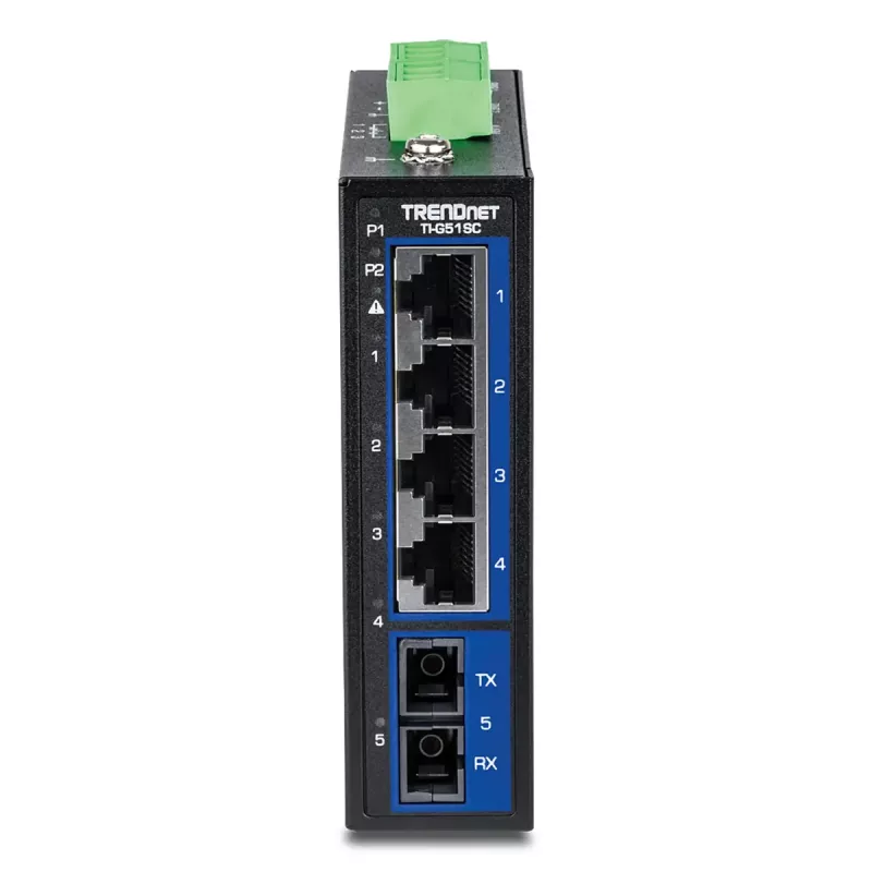 Nevaldomas Gigabit Ethernet jungiklis TRENDnet TI-G51SC, 4x RJ-45 10/100/1000, 10 Gbit/s talpa, 2000 MAC, 9–60V, montuojamas ant sienos