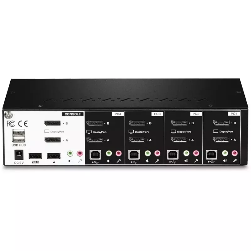 KVM jungiklis TRENDnet TK-440DP 4 prievadų, dviejų monitorių, DisplayPort, juodas/sidabrinis