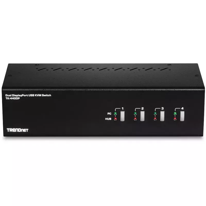 KVM jungiklis TRENDnet TK-440DP 4 prievadų, dviejų monitorių, DisplayPort, juodas/sidabrinis
