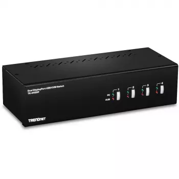 KVM jungiklis TRENDnet TK-440DP 4 prievadų, dviejų monitorių, DisplayPort, juodas/sidabrinis