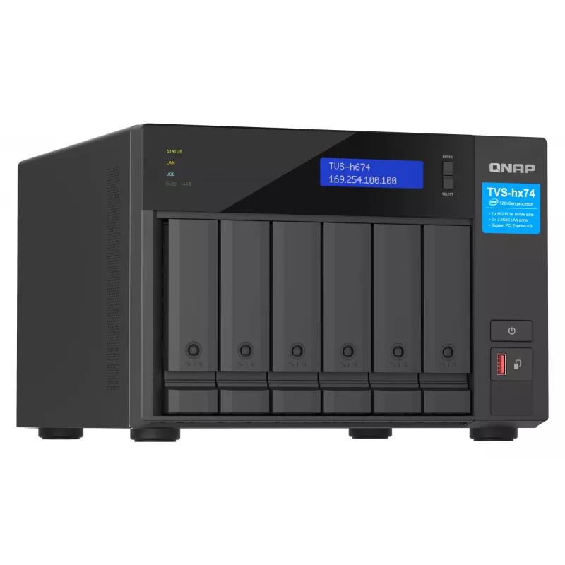 QNAP TVS-h674 NAS bokštas Intel® Core™ i3-12100 16 GB DDR4 0 TB QuTS hero Juoda