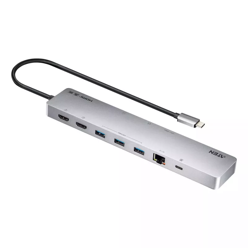 USB Hubas ATEN UH3240 Type-C sidabrinis 3.5mm HDMI RJ-45 USB 3.2