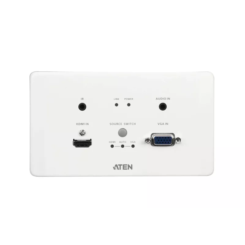 ATEN VE2812AEUT HDMI & VGA HDBaseT siųstuvas su EU sieniniu lizdu / PoH (4K@100m) (HDBaseT A klasė)