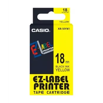 Juosta etikečių spausdintuvui Casio XR-18YW1 juoda ant geltonos