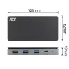 ACT USB-C 4K MST dokų stotelė 2 HDMI monitoriams, Ethernet, USB-C, 3x USB-A, PD praėjimas ir 1 metro atjungiamas ryšio kabelis