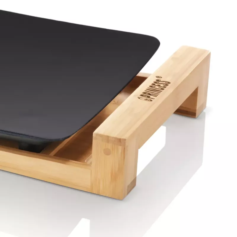 Princess 103026 Table Chef Pure Black – stalinis kepimo prietaisas su aliuminio ir bambuko dizainu, 220 W